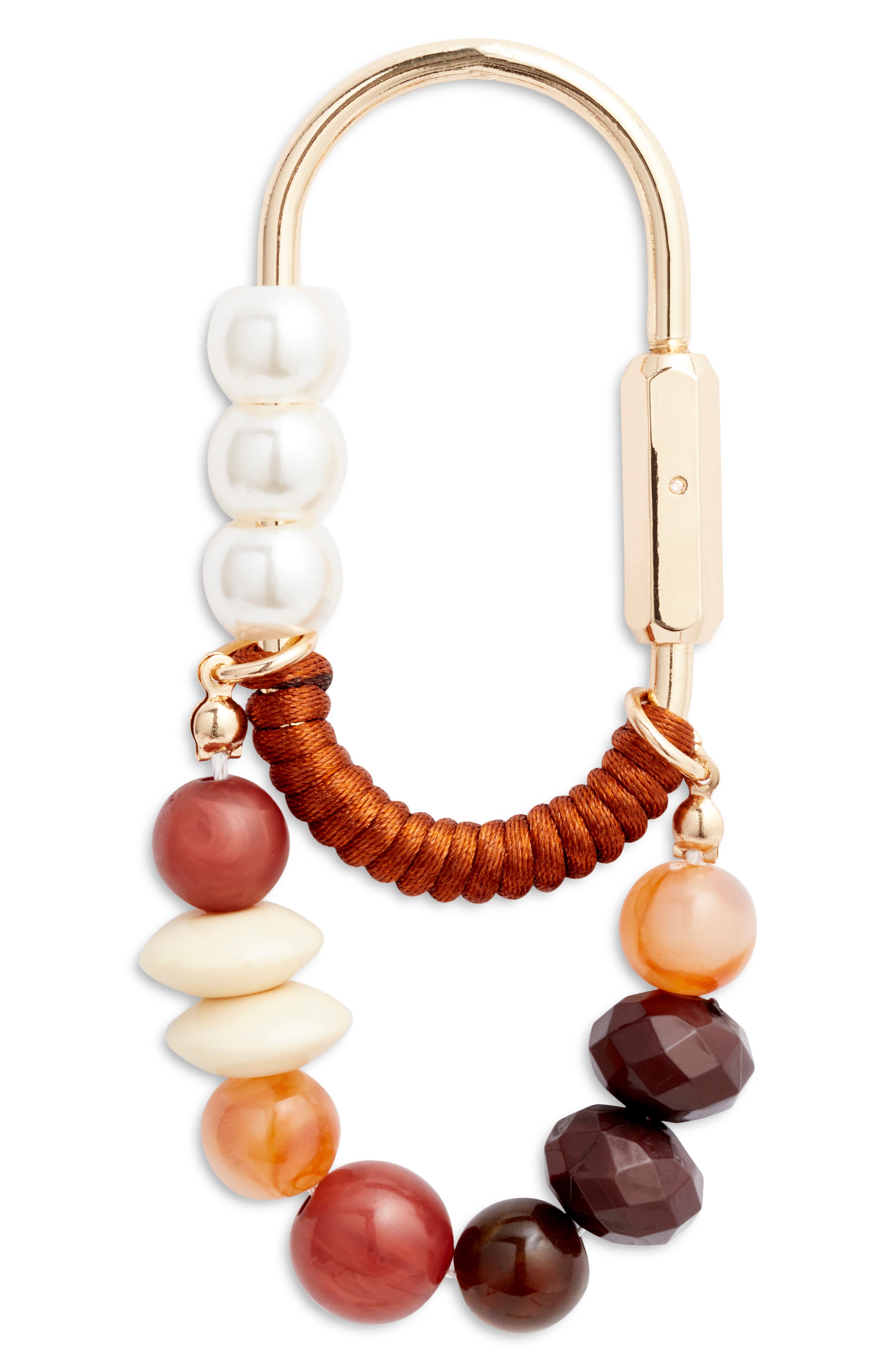Chelsea28 Beaded Carabiner Bag Charm, Main, color, Brown Multi- Gold