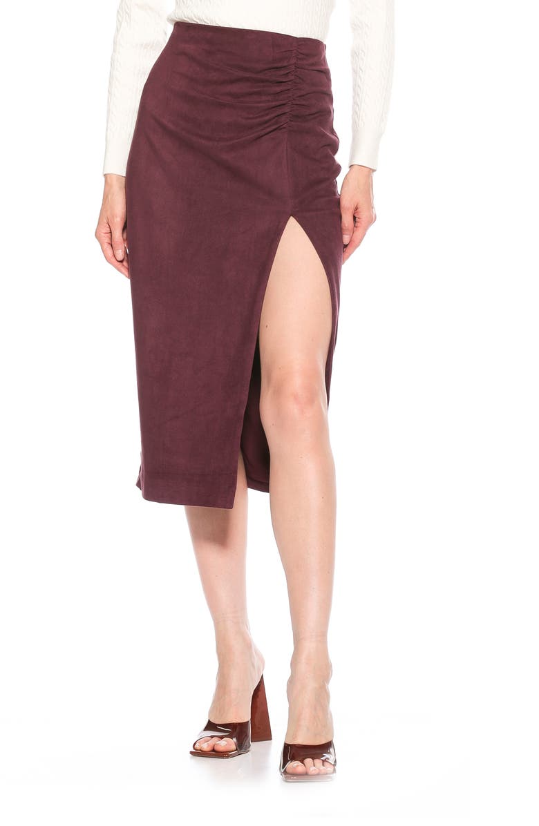 Alexia Admor Zayla Faux Suede Pencil Skirt, Alternate, color, Burgundy