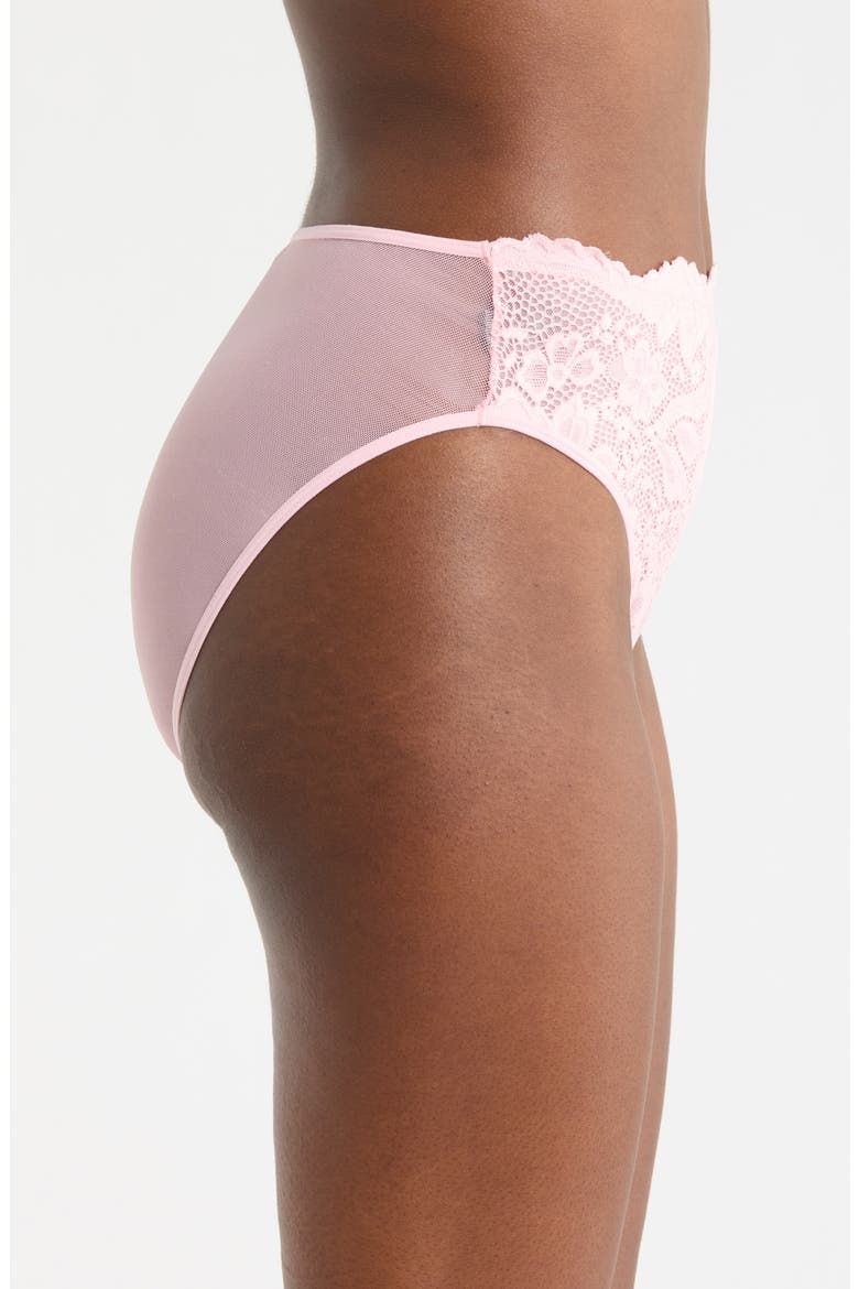 Lace & Mesh Bikini, Alternate, color, PETAL PINK