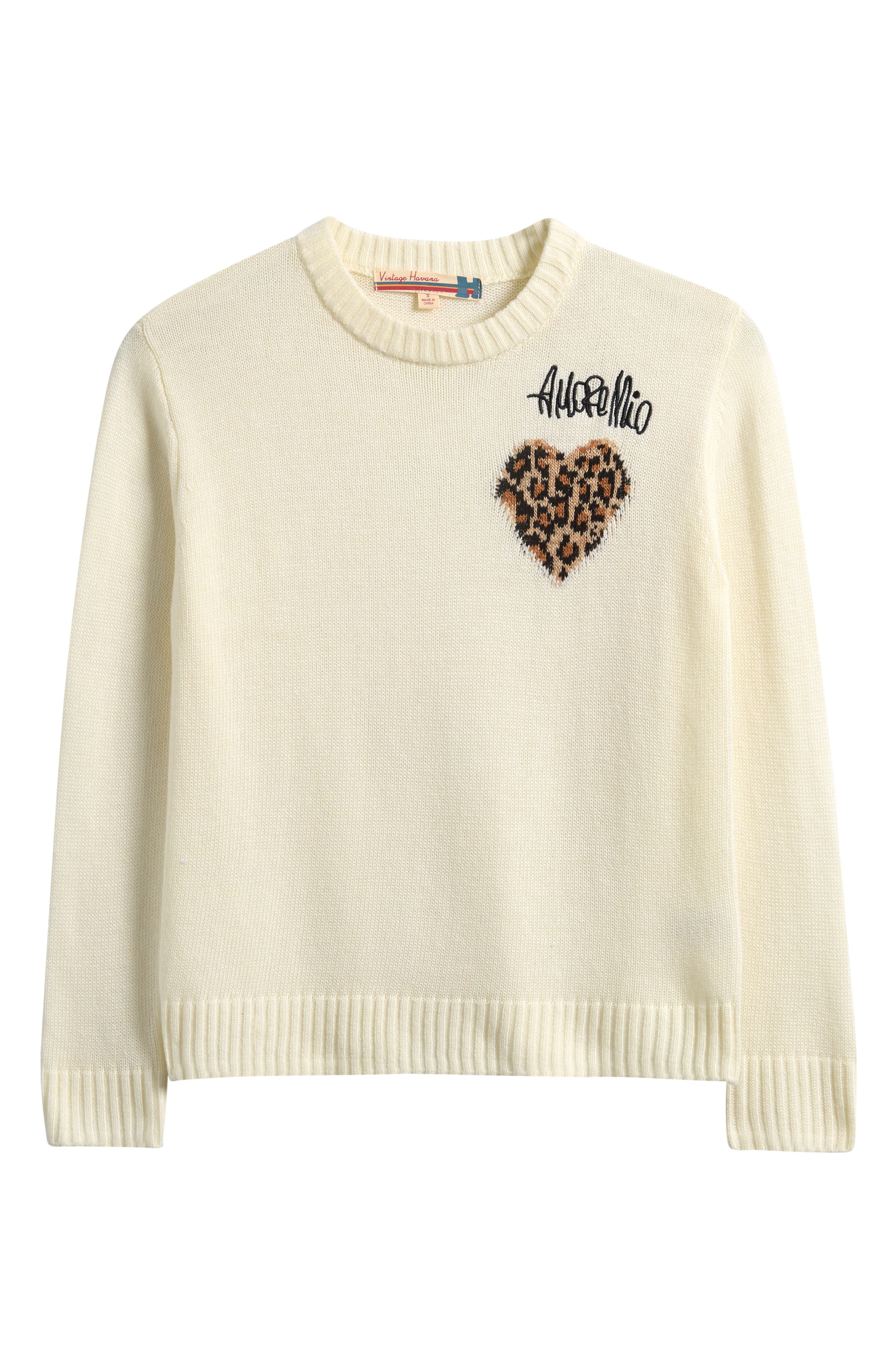 Vintage Havana Kids' Amore Mio Leopard Heart Sweater