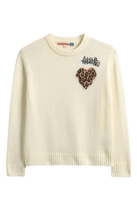 Kids' Amore Mio Leopard Heart Sweater (Big Kid)
