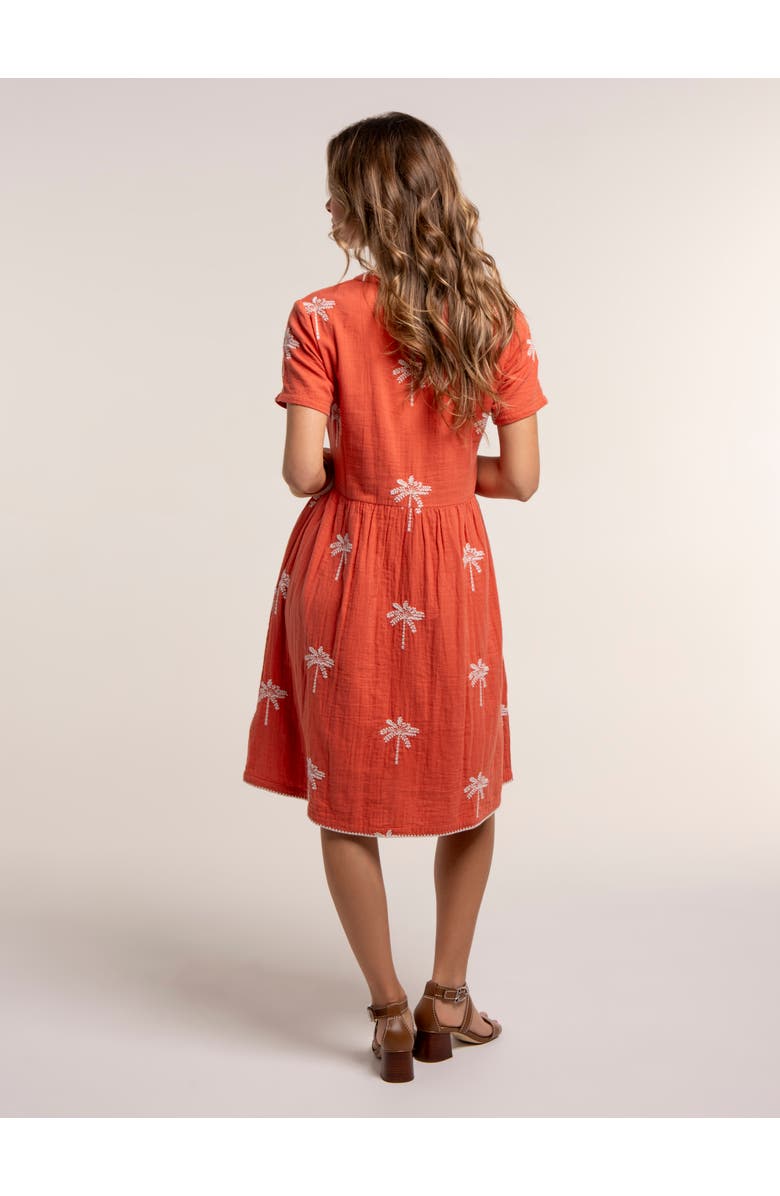 Brakeburn Sol Embroidered Midi Dress, Alternate, color, Rust