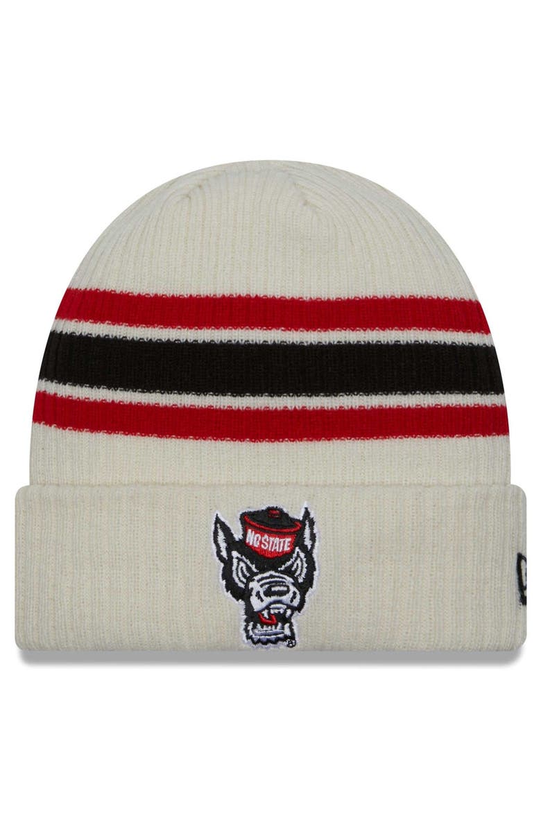 New Era Men's New Era Cream NC State Wolfpack Vintage Cuffed Knit Hat, Main, color,