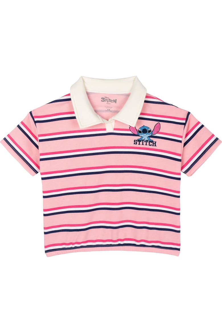 Lilo & Stitch 2-Piece Polo Shirt and Shorts Set, Alternate, color, Pink Stripe Stitch