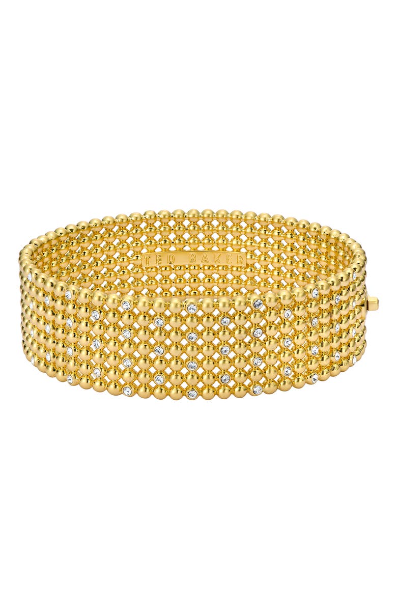 Ted Baker Bobbi Crystal Bobble Wide Hinge Bracelet, Main, color, Gold Tone / Clear Crystal