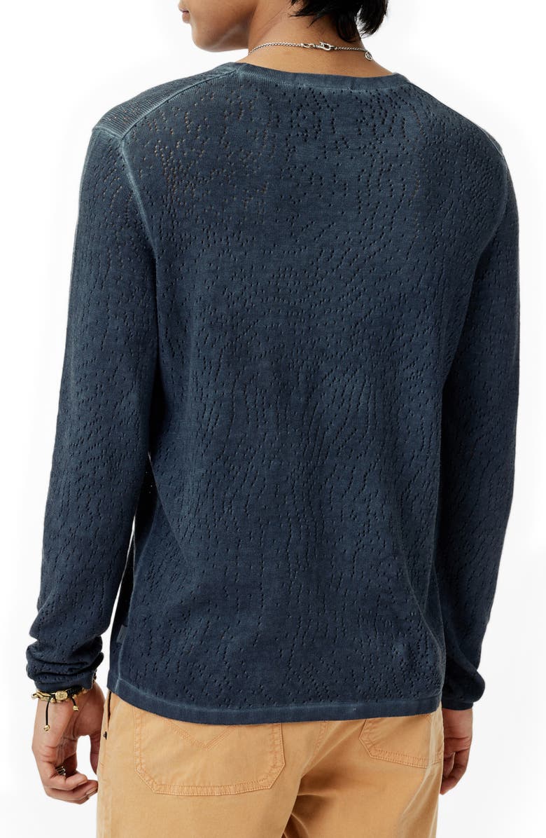 John Varvatos Camden Open Stitch Organic Cotton Sweater, Alternate, color, Navy