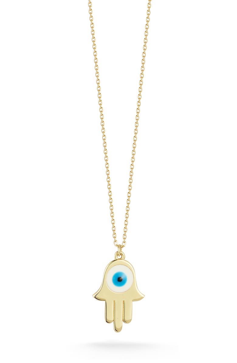Ember Fine Jewelry Evil Eye Hamsa Pendant Necklace, Main, color, Gold