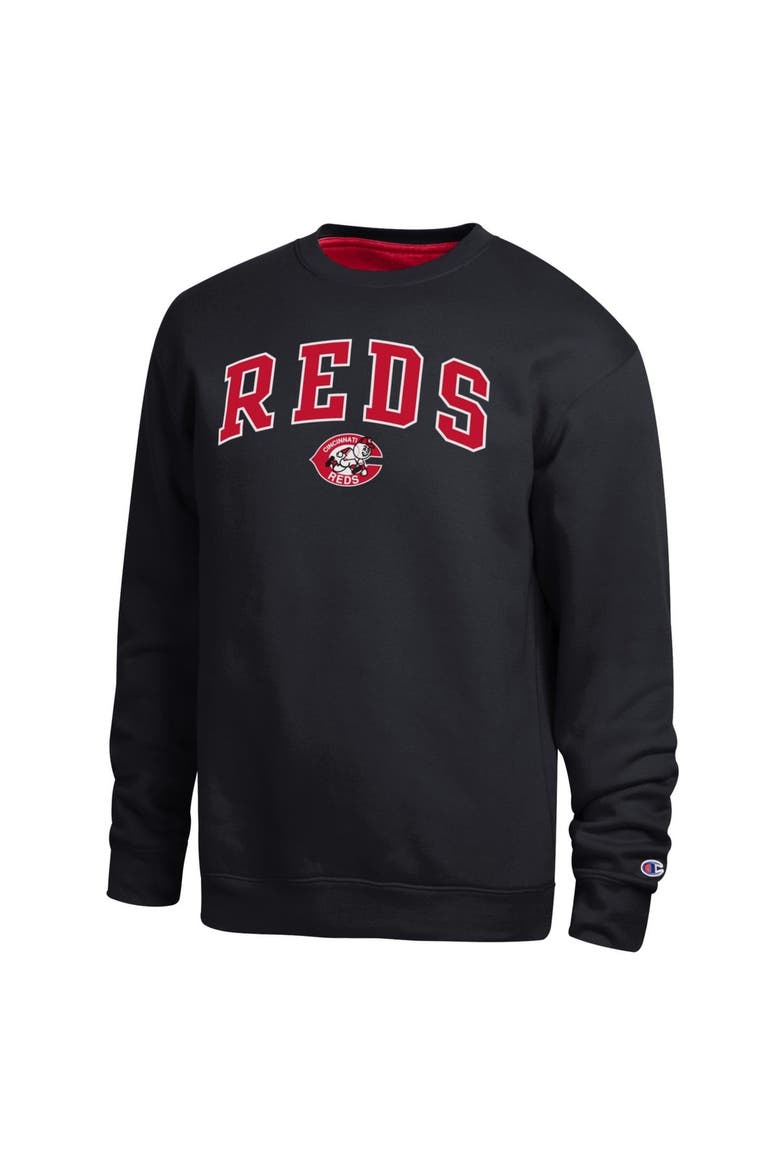Men's Champion  Black/Red Cincinnati Reds Volume Sweatshirt, Main, color, Black