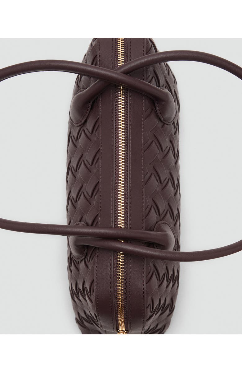 MANGO Braided Faux Leather Bowling Bag, Alternate, color, Chocolate