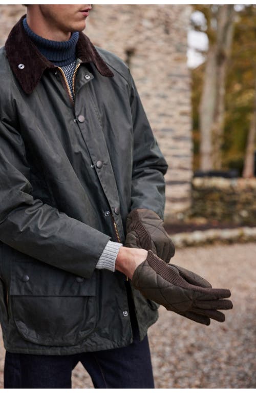 Barbour Winterdale Wax Cotton Gloves In Green