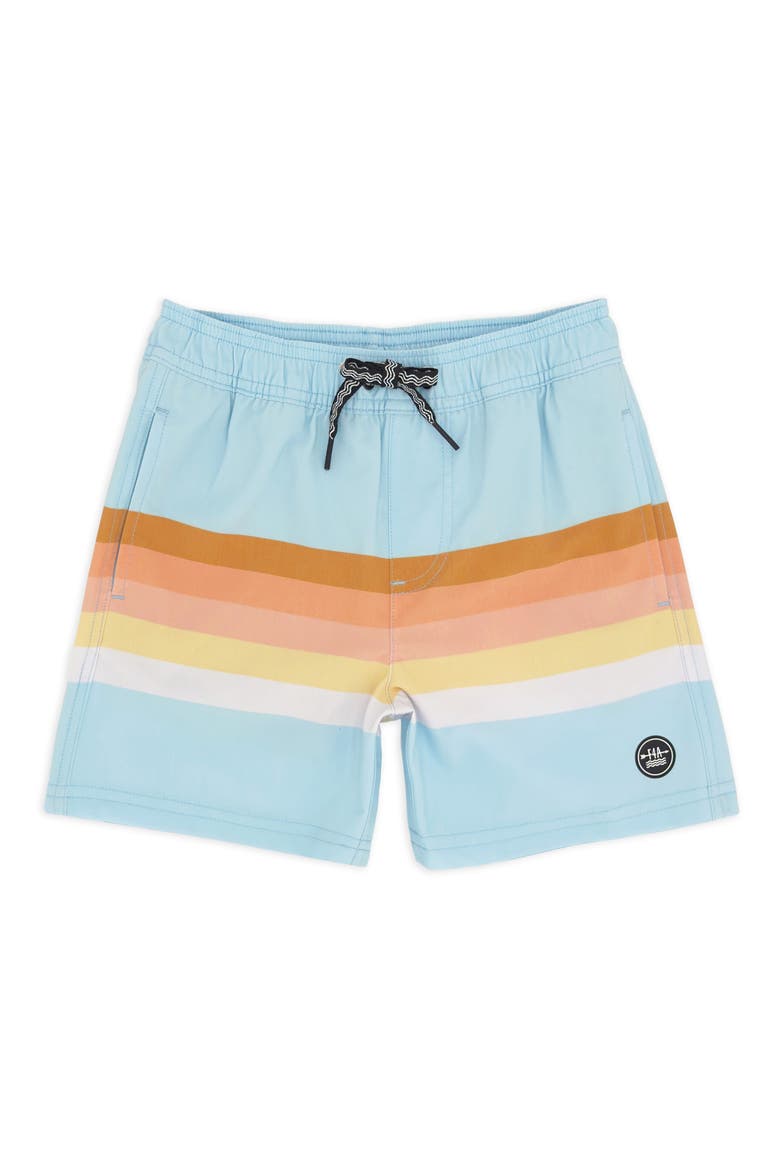 Kids' Stripe Volley Swim Trunks, Main, color, CRYSTAL BLUE
