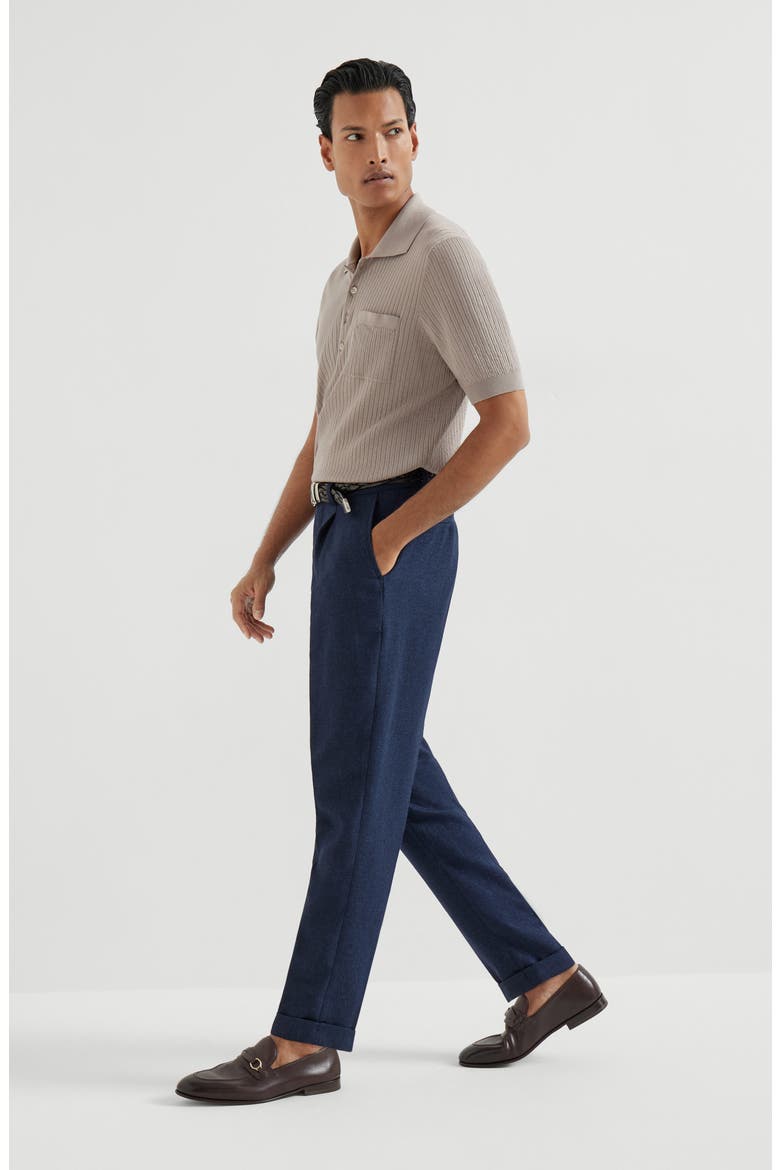 Trousers with pleats, Alternate, color, Navy Blue