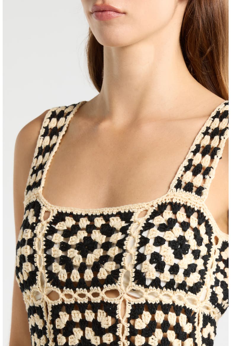 Crochet Cover-Up Dress, Alternate, color, BLACK WHITE COMBO