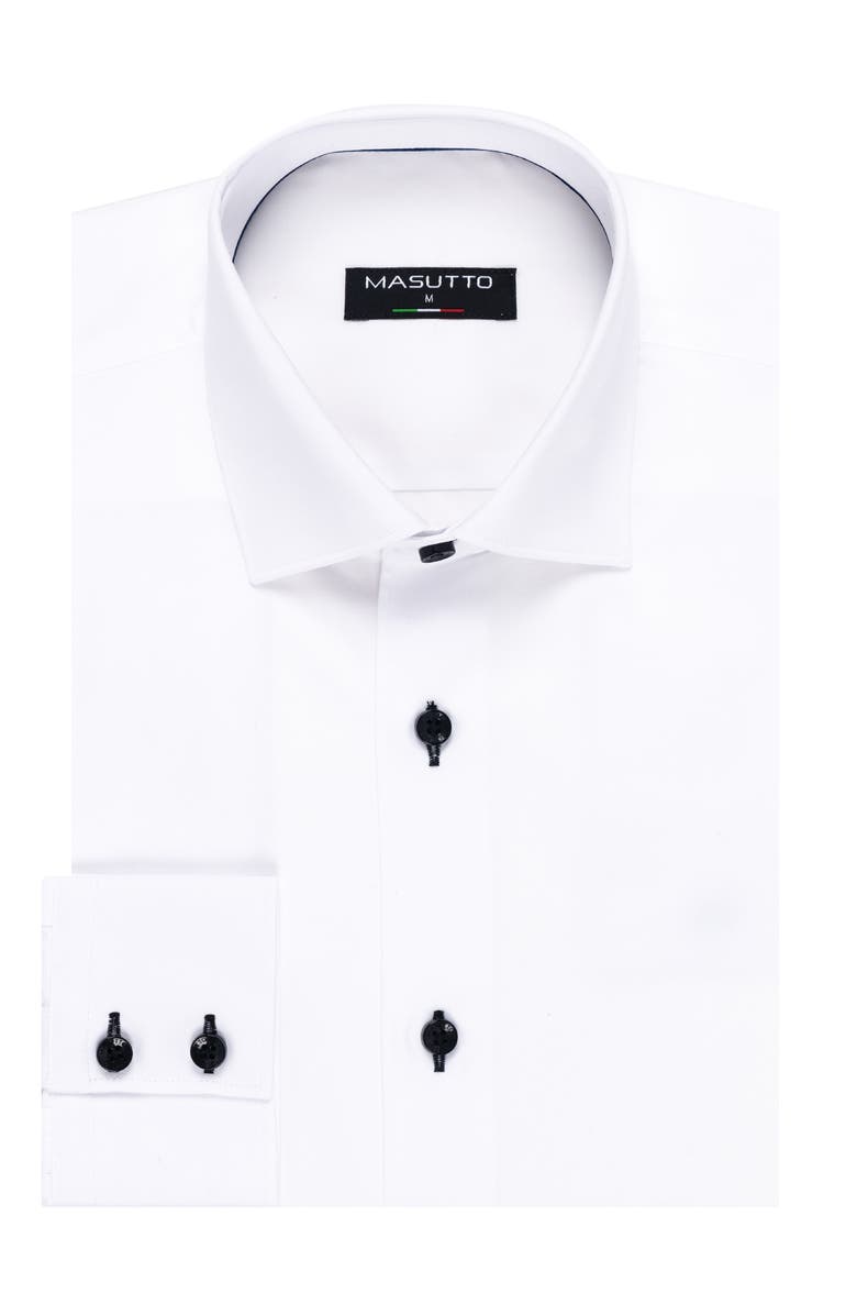 MASUTTO Rosario Solid Cotton Button-Up Shirt, Main, color, White