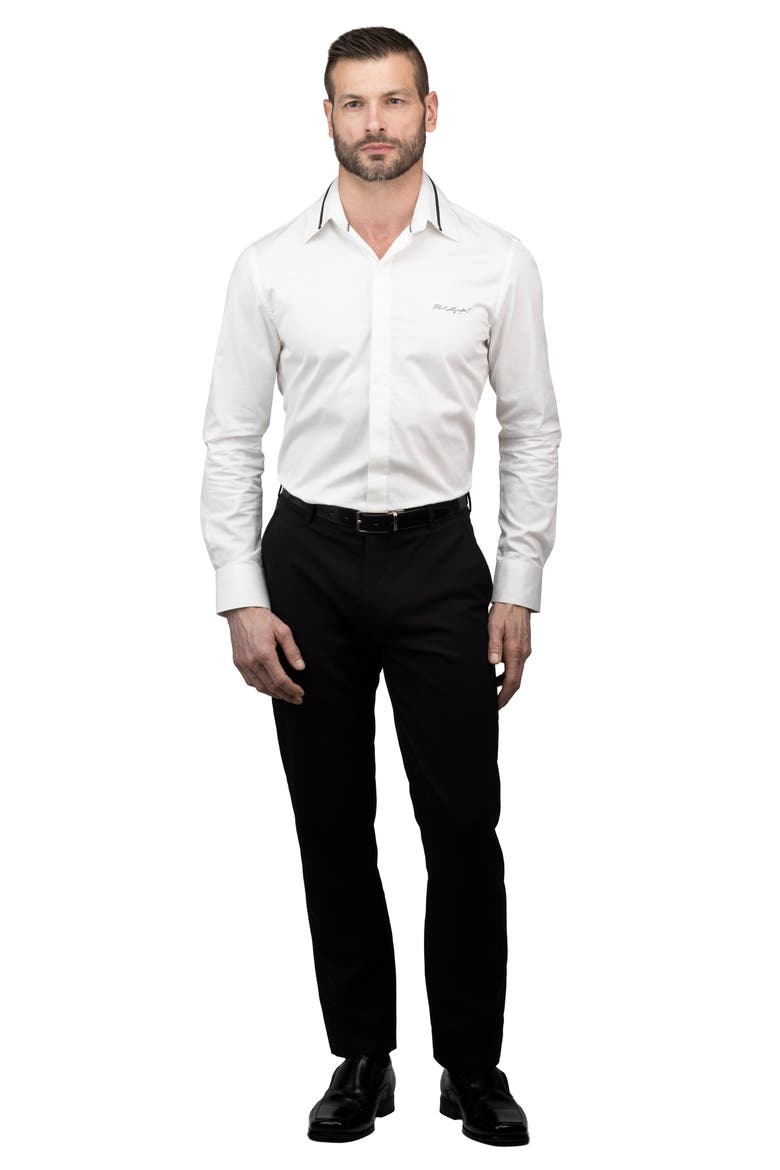 Trim Fit Cotton Dress Shirt, Alternate, color, WHITE