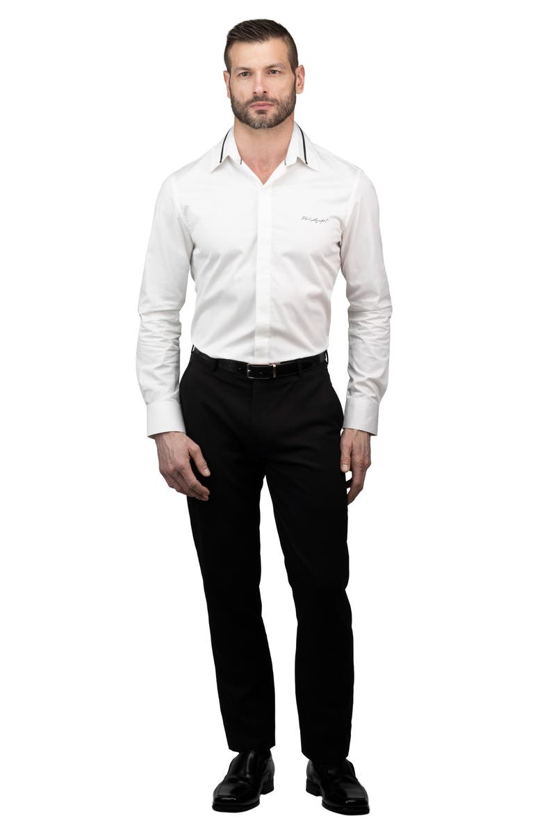 KARL LAGERFELD Trim Fit Cotton Dress Shirt, Alternate, color, White