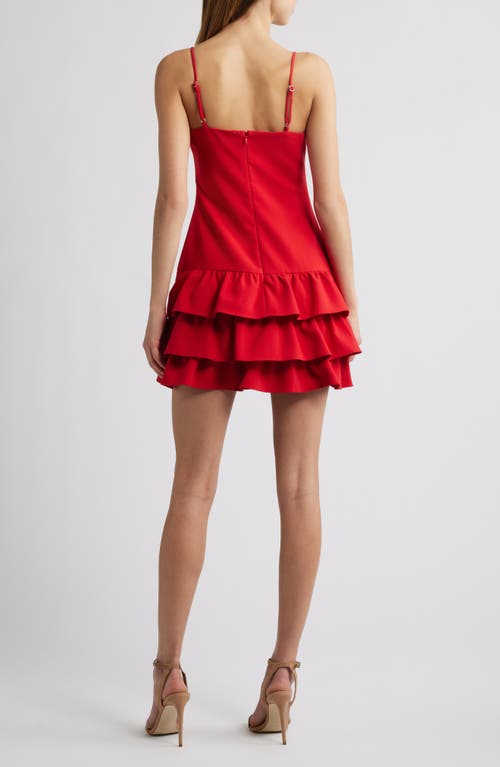 Likely Amica Tiered Ruffle Hem Minidress In Red
