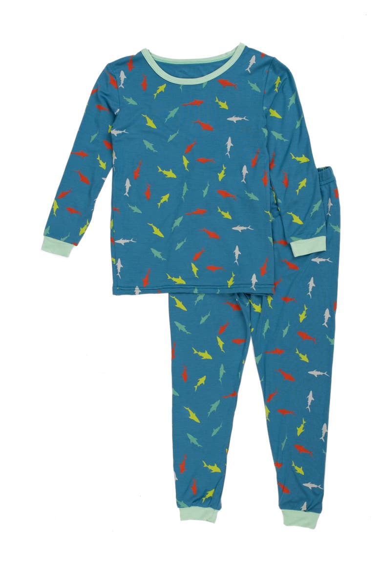 2-pc. Soft Stretch Viscose Matching Family Holiday Pajamas, Alternate, color, Fish Blue