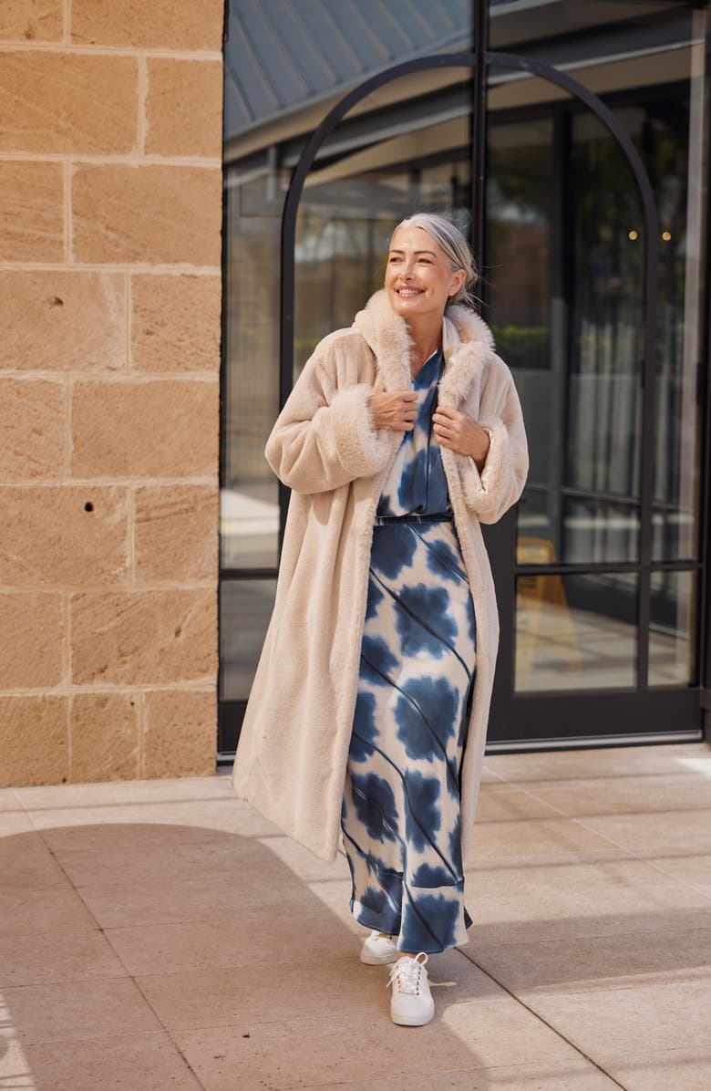 Brave+True Hooded Faux Fur Coat, Alternate, color, 