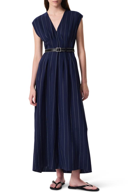 Rag & Bone Ines Pinstripe A-line Maxi Dress In Deep Navy Stripe