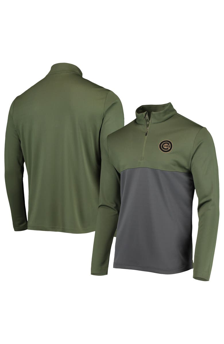 LEVELWEAR Men's Levelwear Olive Chicago Cubs Delta Pursue Quarter-Zip Jacket, Main, color, 