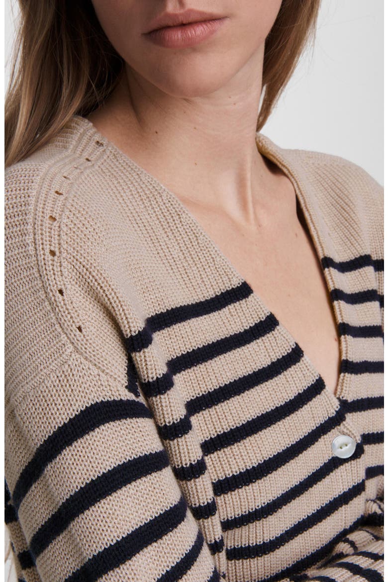 Ann Stripe Cardigan, Alternate, color, WHEAT COMBO