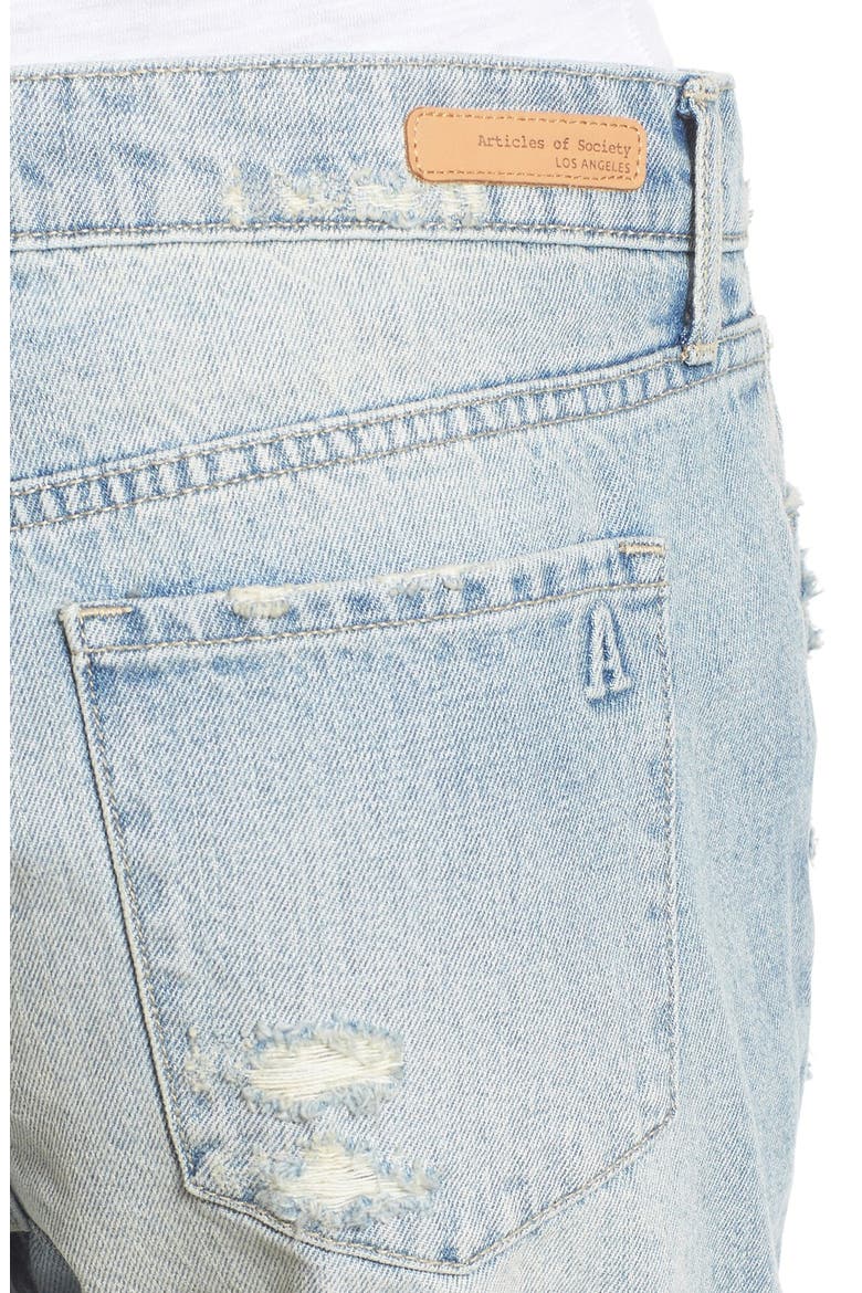 'Jimmy' Distressed Denim Shorts, Alternate, color, INDIGO WASH