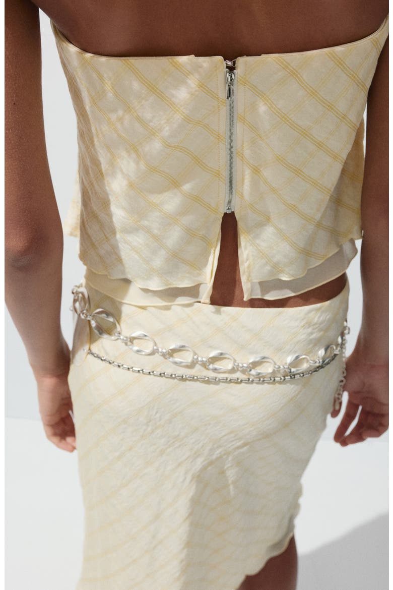 Checkered Strapless Top, Alternate, color, YELLOW