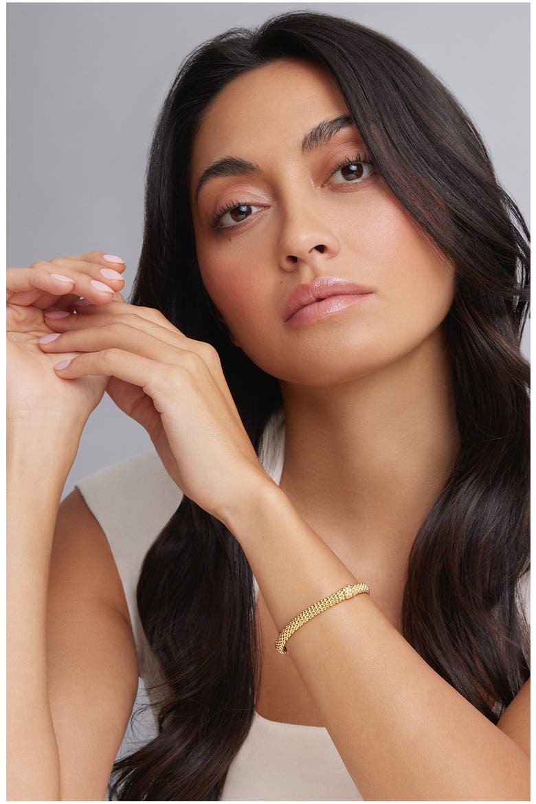 Embrace Diamond Station Caviar Beaded Bracelet, Alternate, color, GOLD