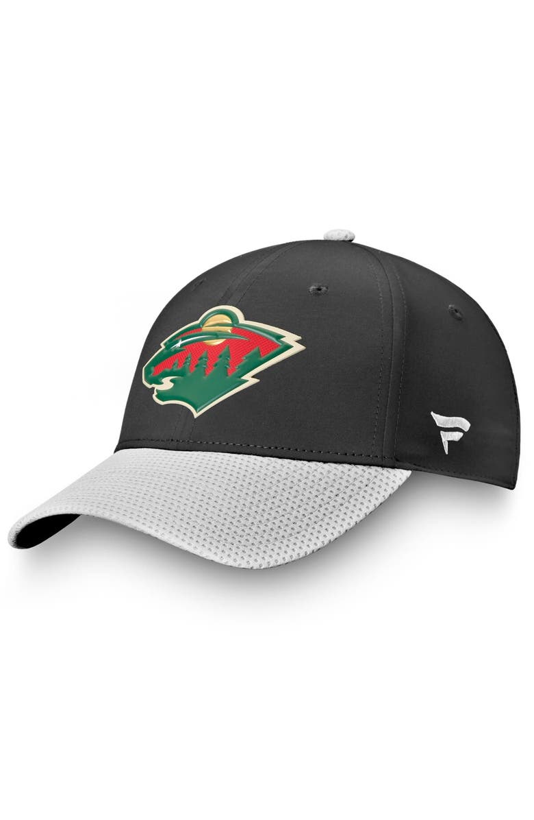 FANATICS Men's Fanatics Branded Black Minnesota Wild 2021 Stanley Cup Playoffs Bound Locker Room Structured Adjustable Hat, Main, color,