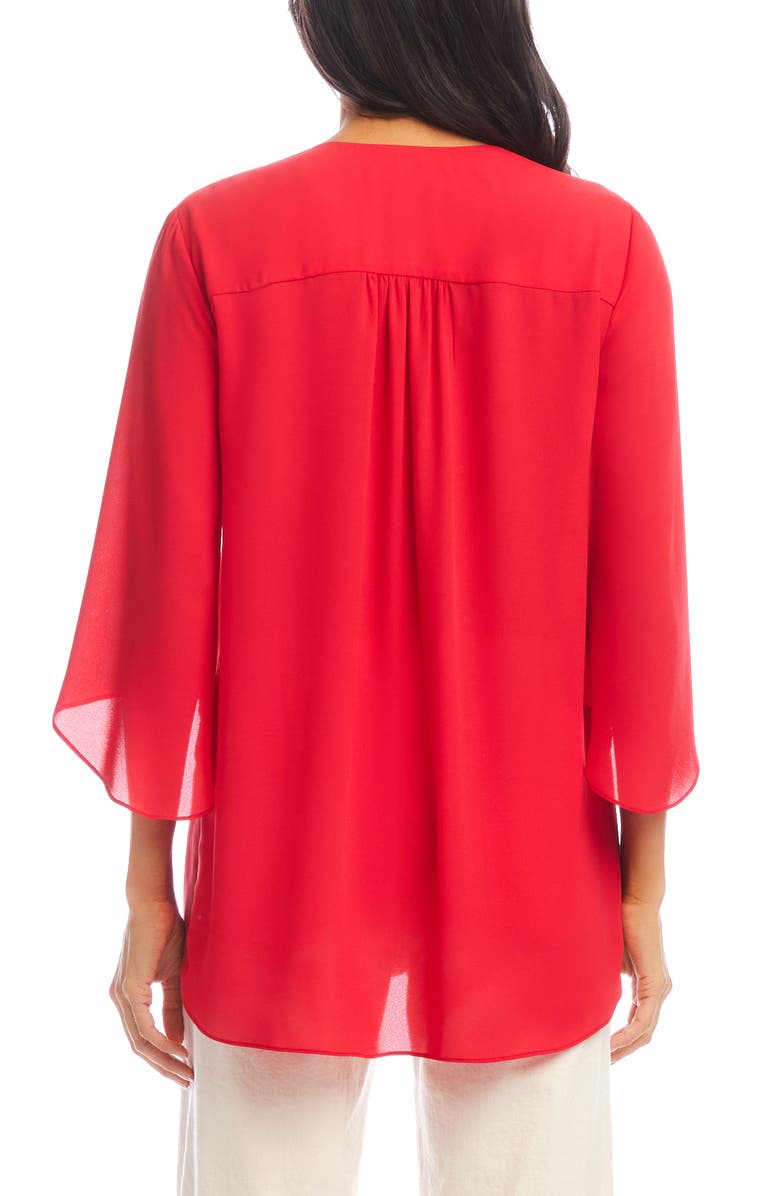 Karen Kane Asymmetric Hem Crepe Top, Alternate, color, Cherry