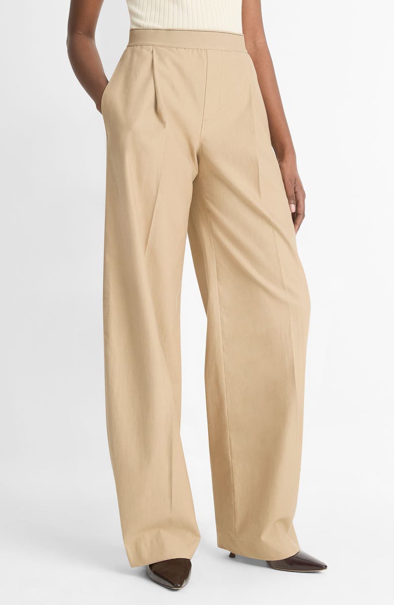 Vince Pleated Elastic Waist Pants, Alternate, color, Dune Stone