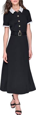 KARL LAGERFELD Belted Scuba Crepe Midi Dress