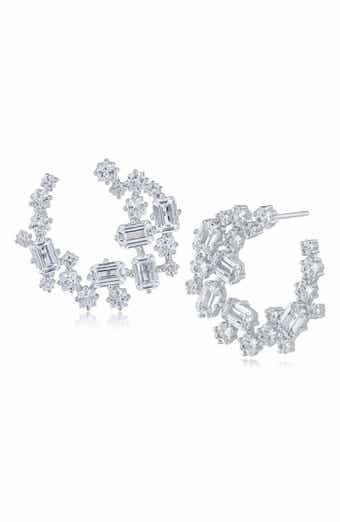 CZ by Kenneth Jay Lane Cubic Zirconia Cluster Stud Earrings