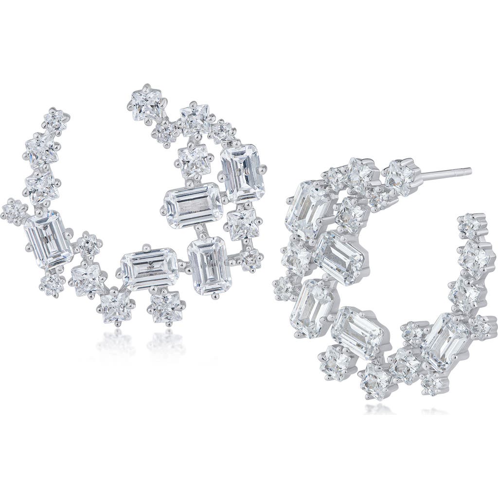 Cz By Kenneth Jay Lane Cubic Zirconia Cluster Stud Earrings In Silver