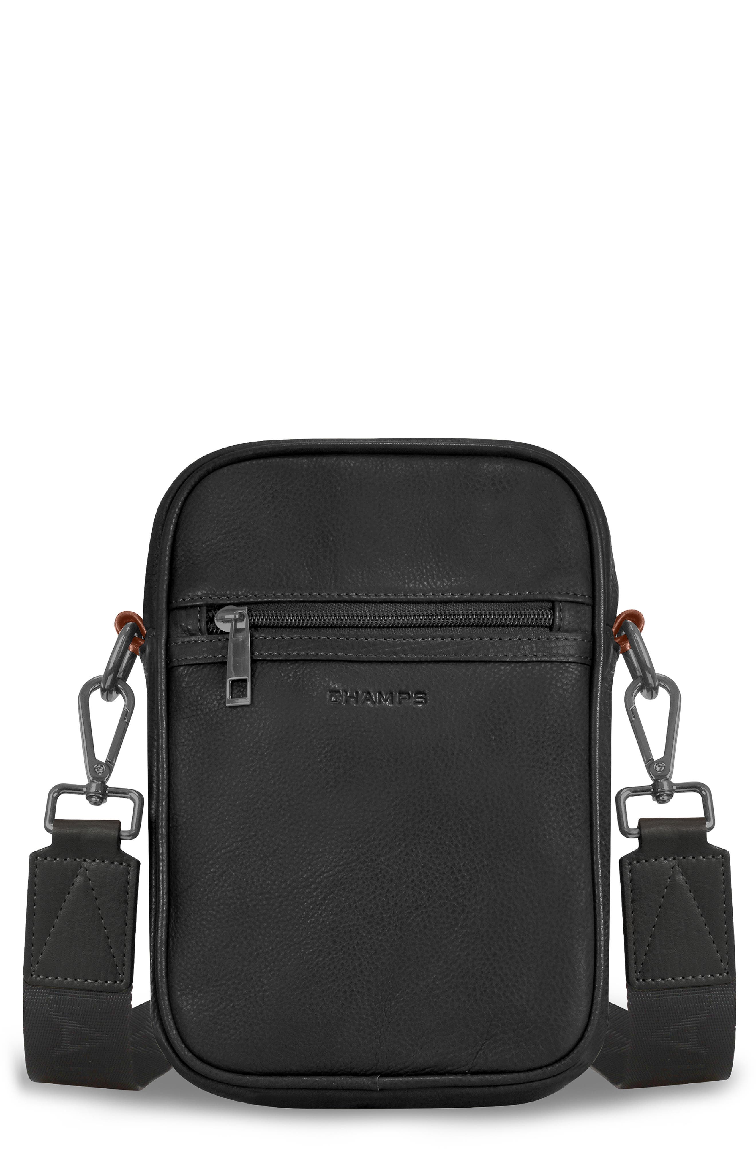 CHAMPS Onyx Leather Vertical Crossbody Bag