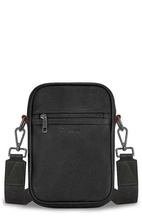 Onyx Leather Vertical Crossbody Bag
