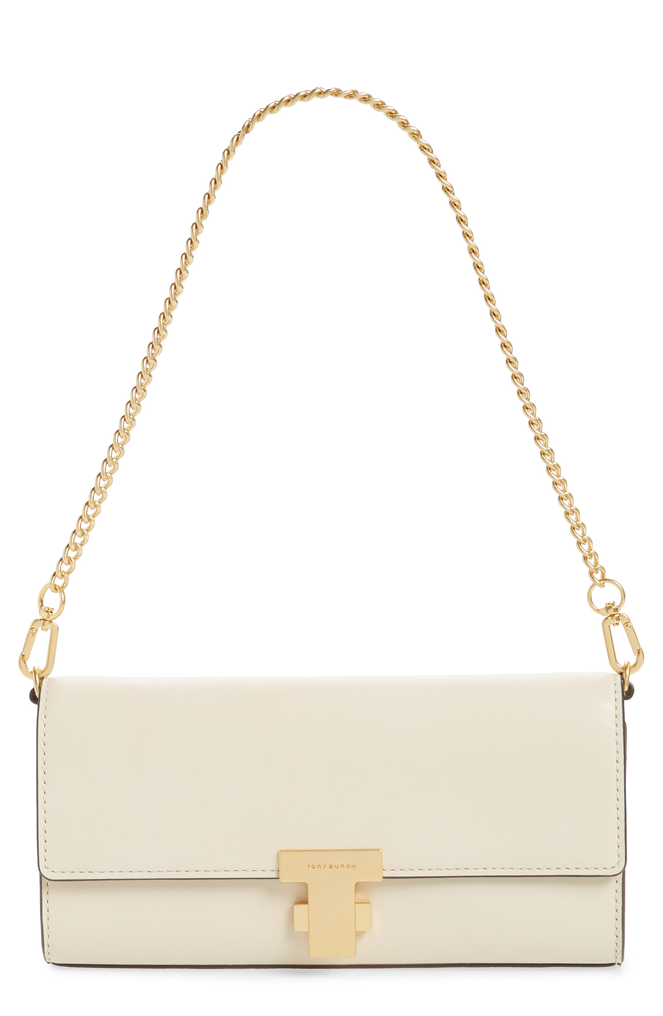Juliette Leather Clutch, Main, color, NEW CREAM