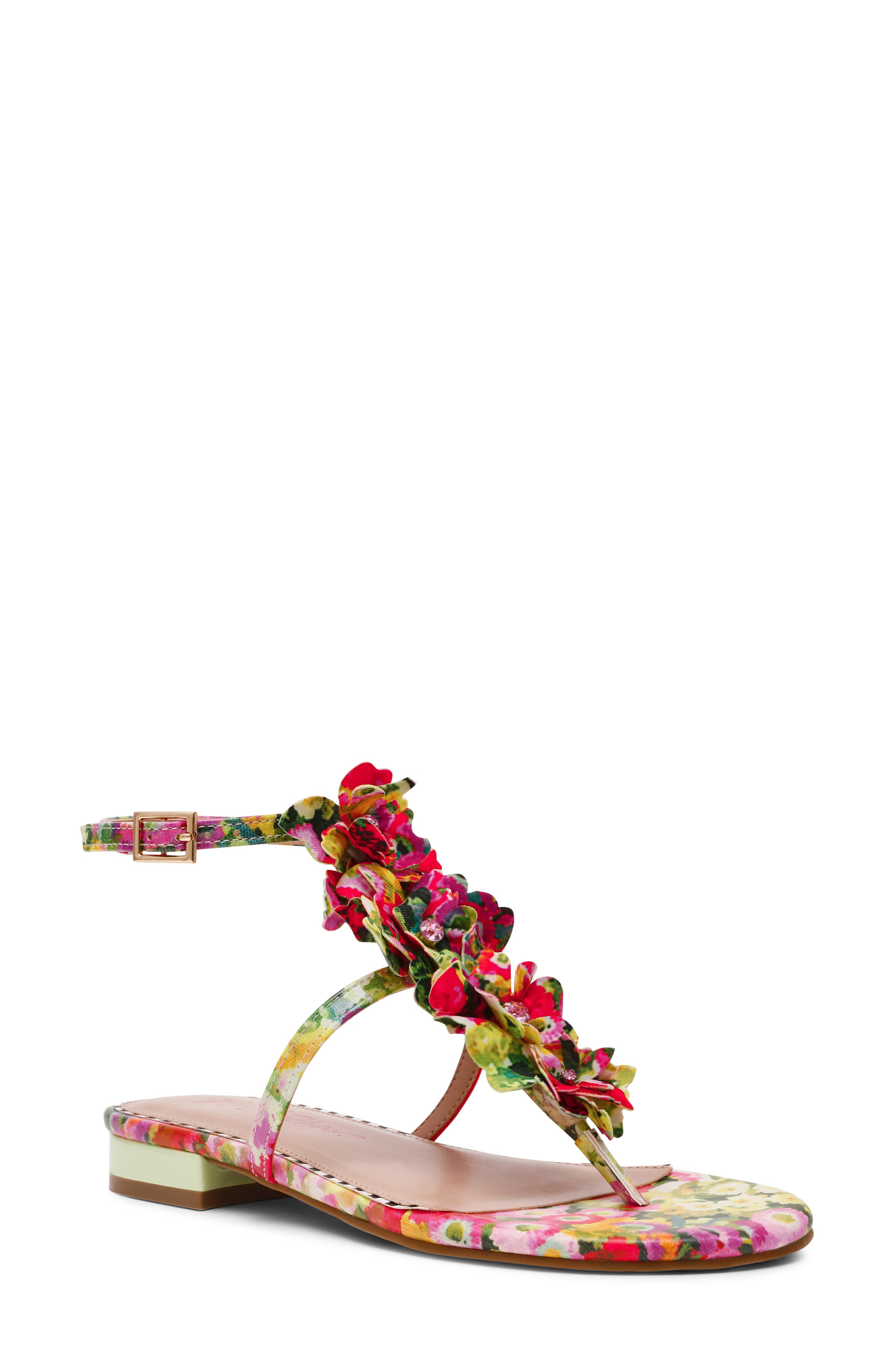 Betsey Johnson Kenedy Ankle Strap Sandal, Main, color, Green Floral Multi