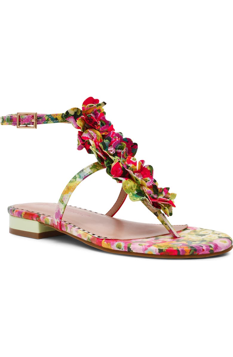 Betsey Johnson Kenedy Ankle Strap Sandal, Main, color, Green Floral Multi