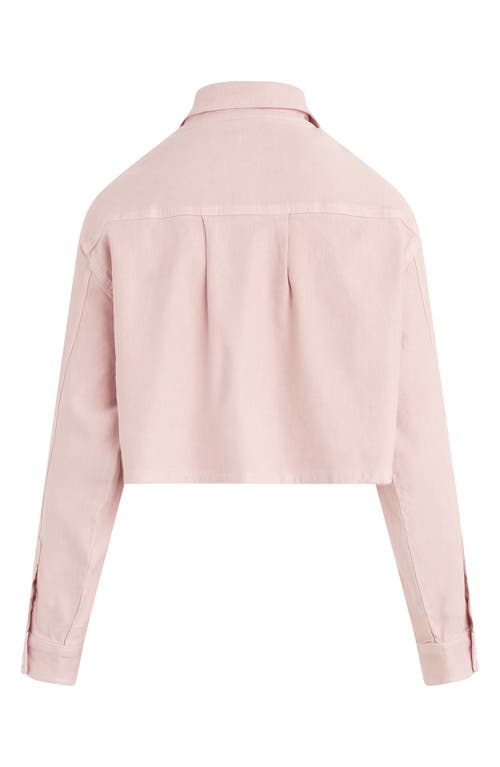 Hudson Jeans Oversize Crop Button-up Shirt In Pink