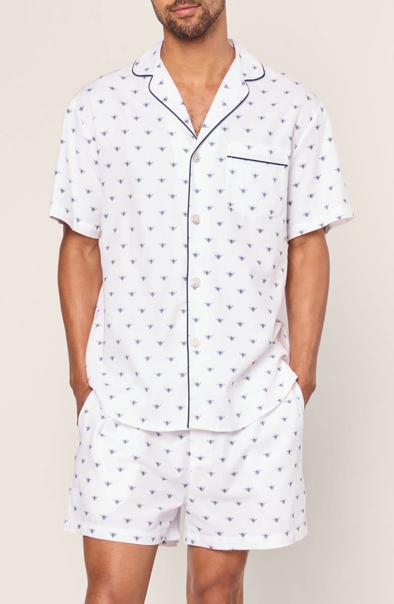 Petite Plume Buzzing Bees Cotton Short Pajamas, Main, color, White