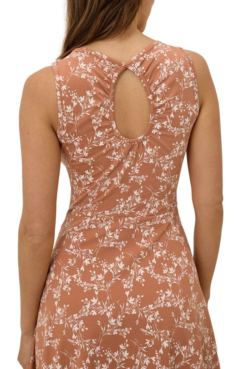 Pact Organic Cotton Fit & Flare Keyhole Back Dress, Alternate, color, Bouquet Blooms Ochre