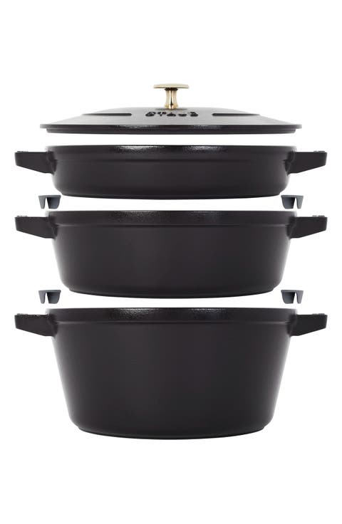 4-Piece Stackable Enameled Cast Iron Cookware Set