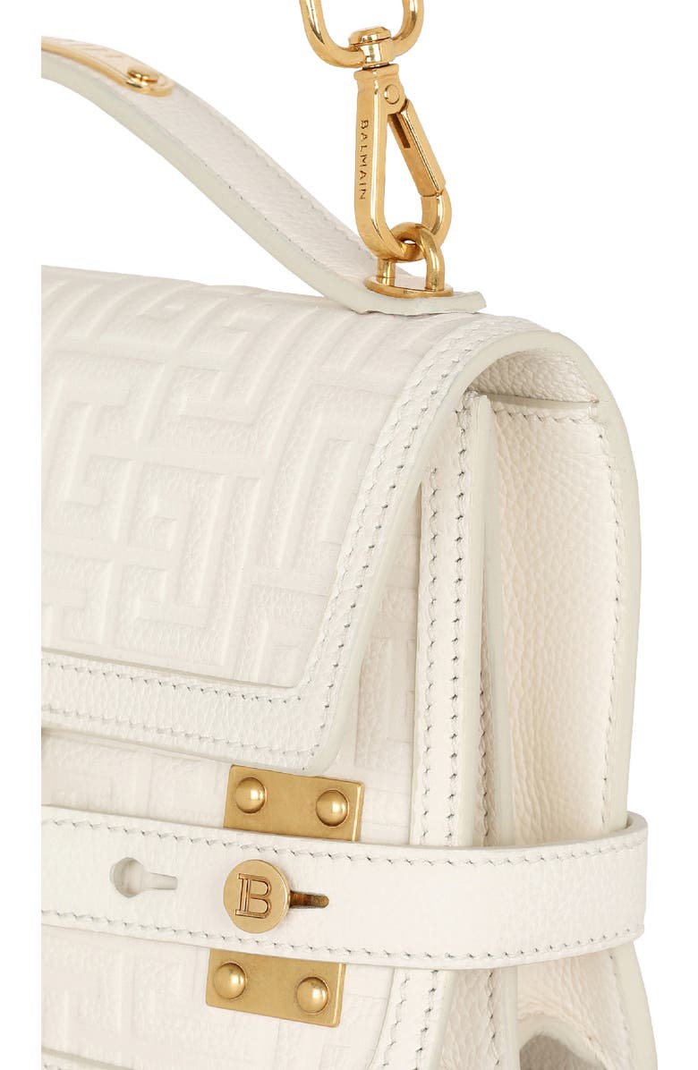 Balmain B-Buzz 24 Monogram Embossed Leather Top Handle Bag, Alternate, color,