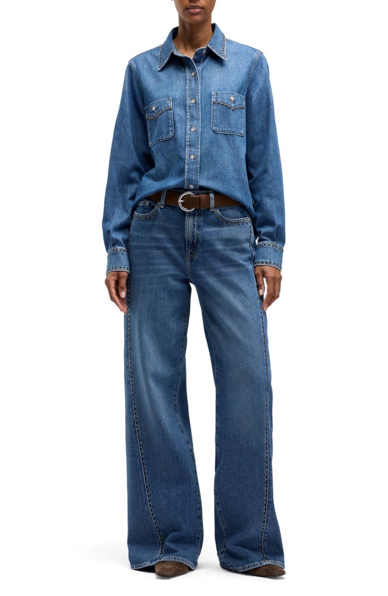 Seven Lotta Twisted Seam High Waist Wide Leg Jeans, Alternate, color, Street Wise Wit