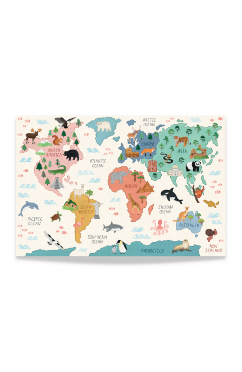 Mindful & Co Kids World Map Print, Main, color, World Map
