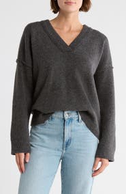 Melrose and Market Rib Trim V-Neck Sweater