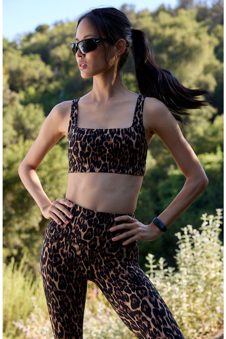 Studio Luxe Sports Bra, Alternate, color, BROWN ELEGANT LEOPARD