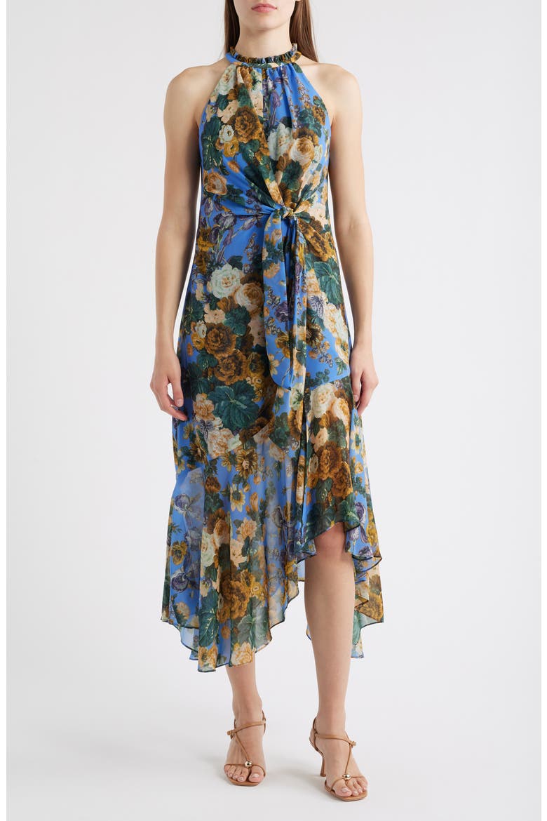 Emery Tie Waist High-Low Dress, Main, color, SKY BLUE MULTI